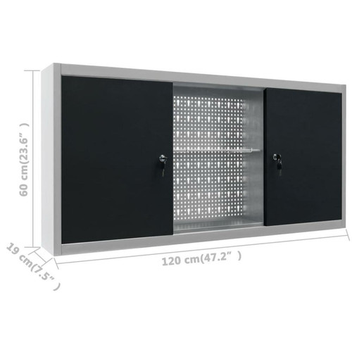 Etablis Etabli 120 cm avec 3 panneaux muraux et 1 armoire atelier table de travail gris noir 02_0003661