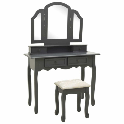 Helloshop26 - Coiffeuse table de maquillage design meuble mobilier de chambre avec tabouret 100 x 40 x 146 cm gris 02_0006330 - Coiffeuse
