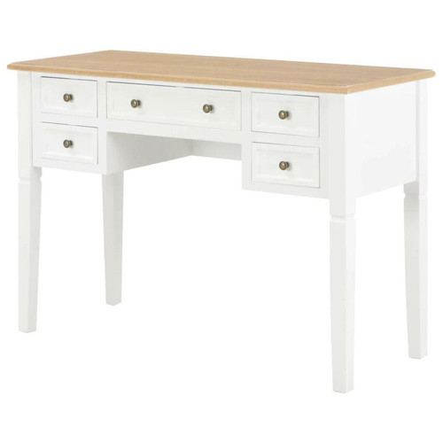 Helloshop26 - Bureau table meuble travail informatique bois blanc 109,5 cm 0502114 Helloshop26 - Bureau informatique blanc