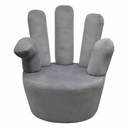 Helloshop26 Fauteuil chaise siège lounge design club sofa salon en forme de main velours gris 1102068/3