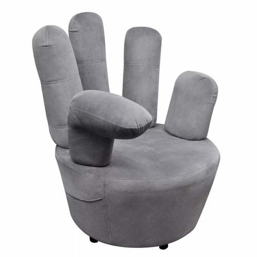 Fauteuils Fauteuil chaise siège lounge design club sofa salon en forme de main velours gris 1102068/3