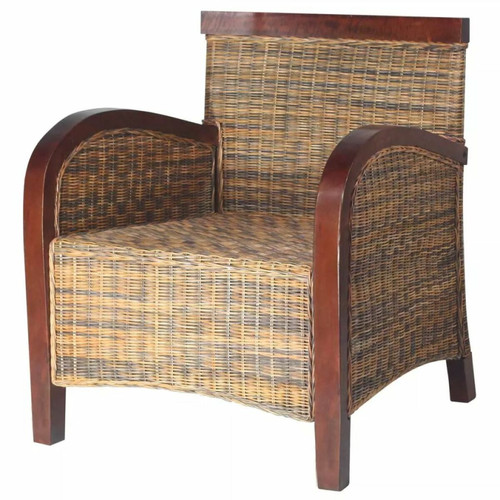 Fauteuils Fauteuil chaise siège lounge design club sofa salon rotin tissé à la main marron 1102077/3