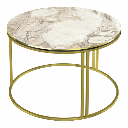 Helloshop26 - Table basse ronde 50 x 80 cm marbre blanc or 03_0008424 Helloshop26  - Table ronde 80cm diametre