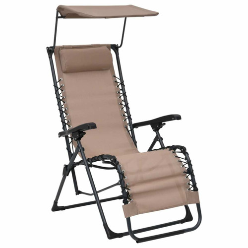 Transats, chaises longues Helloshop26 Chaise pliable de terrasse textilène taupe 02_0011900
