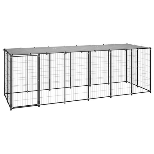 Helloshop26 - Chenil extérieur cage enclos parc animaux chien 330 x 110 x 110 cm acier noir et gris 02_0000525 Helloshop26  - Clôture pour chien