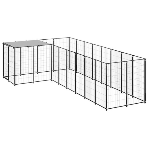 Helloshop26 - Chenil extérieur cage enclos parc animaux chien 6,05 m² 110 cm acier noir 02_0000548 Helloshop26  - Clôture pour chien