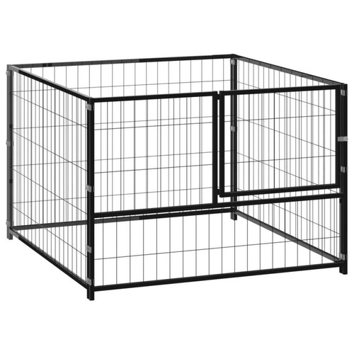 Helloshop26 - Chenil extérieur cage enclos parc animaux chien noir 100 x 100 x 70 cm acier 02_0000489 Helloshop26  - Chenil Chiens