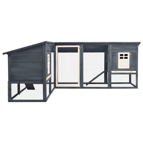 Clapier Clapier cage d'extérieur 250 x 192 x 105 cm avec piste gris et blanc bois de sapin 02_0000595