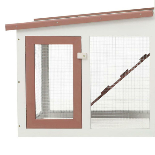 Clapier Clapier cage large d'extérieur 204 x 45 x 85 cm bois marron et blanc 02_0000607