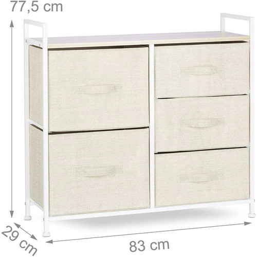 Helloshop26 - Commode meuble de rangement étagère avec tiroirs tissu beige 13_0002582_5 Helloshop26  - Meuble blanc laqué Salon, salle à manger
