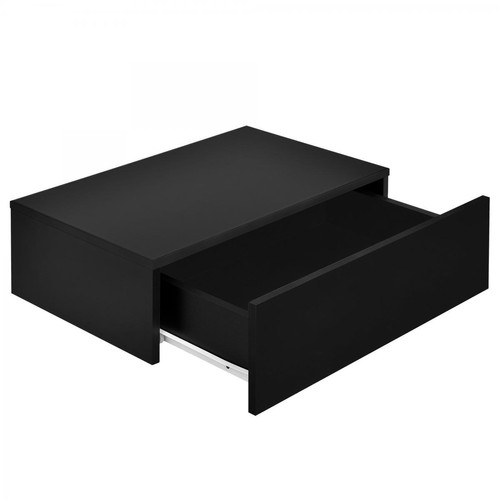 Helloshop26 - 2 tables de nuit chevet étagères murales pour chambre à coucher avec 2 tiroirs 46 cm noir laqué 03_0000013 - Chevet Noir
