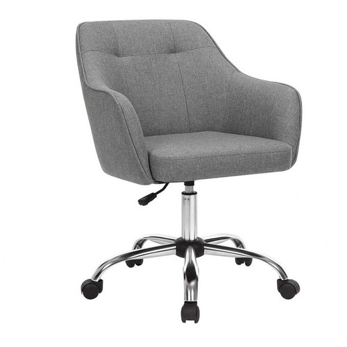 Helloshop26 - Fauteuil de bureau chaise pivotante confortable siège ergonomique réglable en hauteur charge 120 kg cadre en acier tissu imitation lin pour bureau gris 12_0001385 - Fauteuil haut confortable