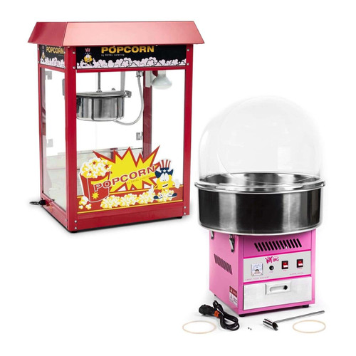 Helloshop26 - Kit machine à popcorn et machine à barbe à papa 1 600 watts / 1 200 watts coupole de protection comprise 14_0004867 - Helloshop26