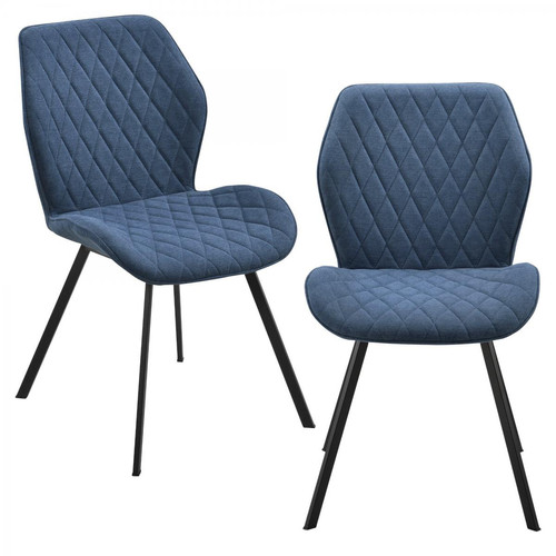 Chaises Helloshop26 Lot de 2 chaises sièges de salle à manger rembourrés polyester pieds en métal 89 cm bleu 03_0005732