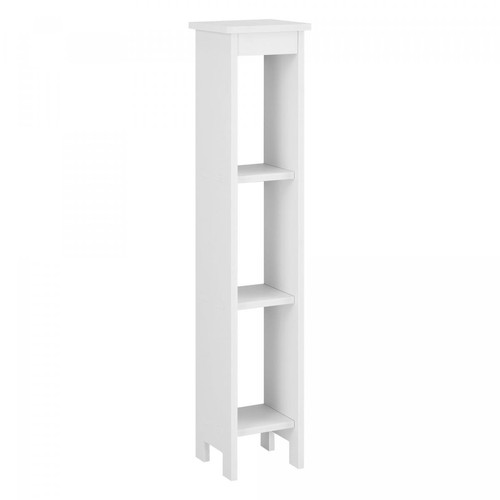 Helloshop26 - Meuble colonne pour salle de bain meuble de rangement avec 3 étagères de stockage ouverts bois composite 80 x 17 x 17 cm blanc 03_0005828 - Helloshop26