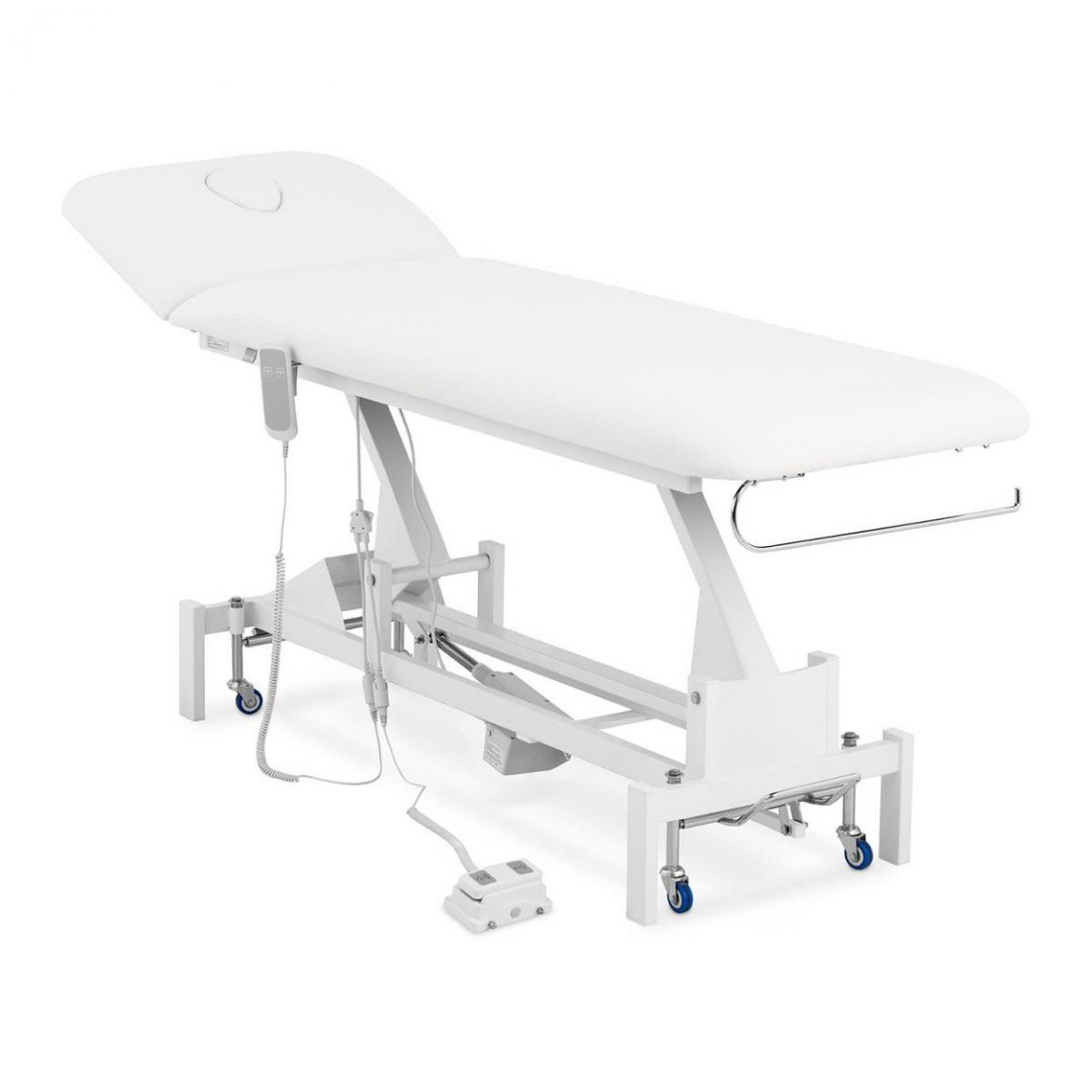 Helloshop26 Table de massage professionnel cadre métal revêtement PU blanc 14_0003631