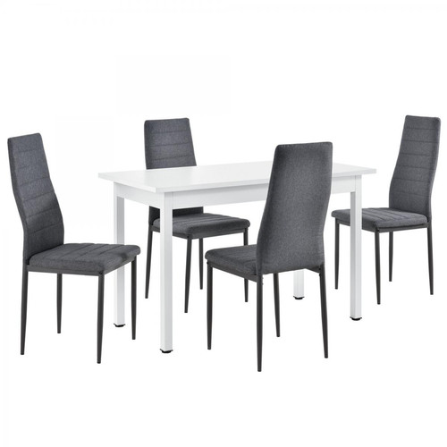 Helloshop26 - Table de salle à manger cuisine 120 cm avec 4 chaises MDF acier blanc et gris 03_0004248 - Helloshop26