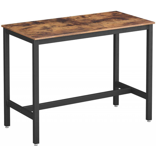 Helloshop26 - Table Haute de bar polyvalente industriel métal noir et bois 120 x 60 cm 12_0001032 - Helloshop26