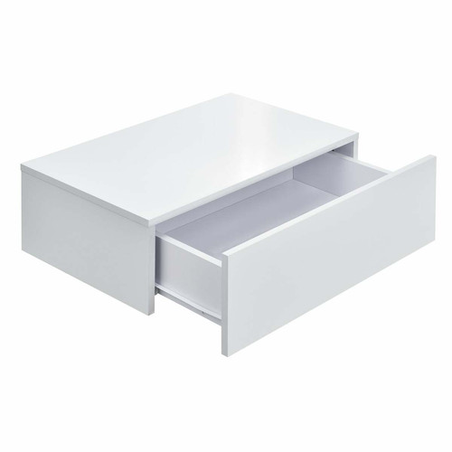 Helloshop26 - Lot de 2 tables de nuits chevet étagères murales pour chambre à coucher avec 2 tiroirs 46 cm blanc laqué 03_0000010 - Cube mural Etagères