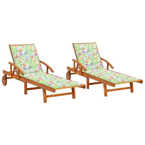 Helloshop26 - Lot de 2 transats chaise longue bain de soleil lit de jardin terrasse meuble d'extérieur avec coussins bois d'acacia solide 02_0012045 Helloshop26  - Helloshop26