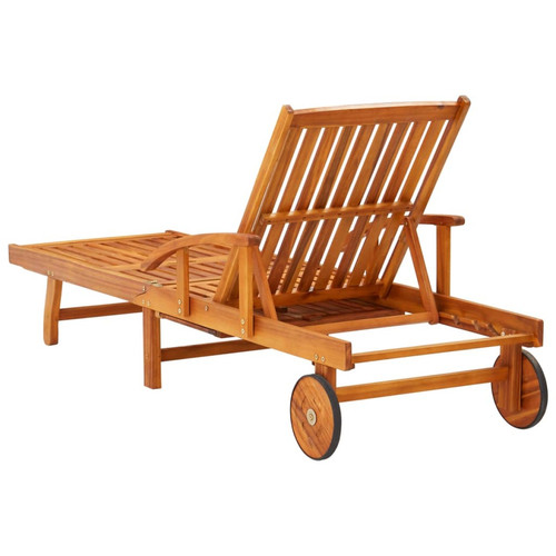 Transats, chaises longues Lot de 2 transats chaise longue bain de soleil lit de jardin terrasse meuble d'extérieur avec coussins bois d'acacia solide 02_0012045