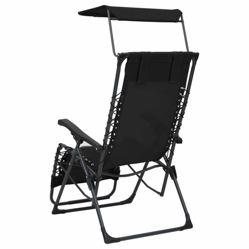Transats, chaises longues Lot de deux chaises pliables de terrasse textilène noir 02_0011986