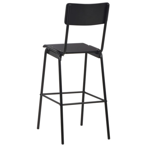 Helloshop26 Lot de deux tabourets de bar design chaise siège noir contreplaqué solide et acier 1202125