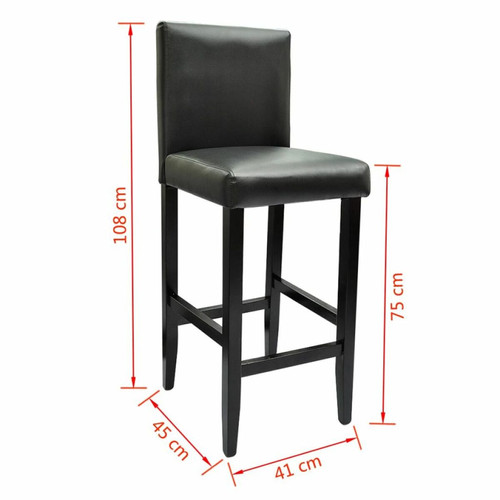 Helloshop26 - Lot de quatre tabourets de bar design chaise siège cuir artificiel noir 1202063 Helloshop26  - Tabourets Helloshop26