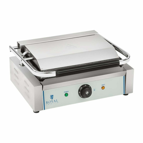 Pierrade, grill Helloshop26 Machine à panini nervurée - 1 x 2.200 watts acier inox professionnel 3614035