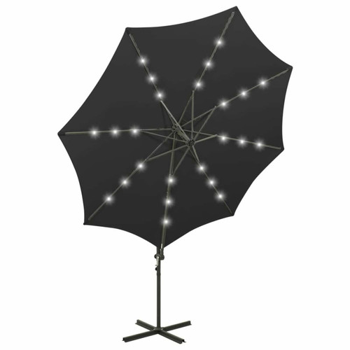 Helloshop26 - Parasol meuble de jardin déporté avec mât et lumières led 300 cm noir 02_0008525 Helloshop26  - Jardin