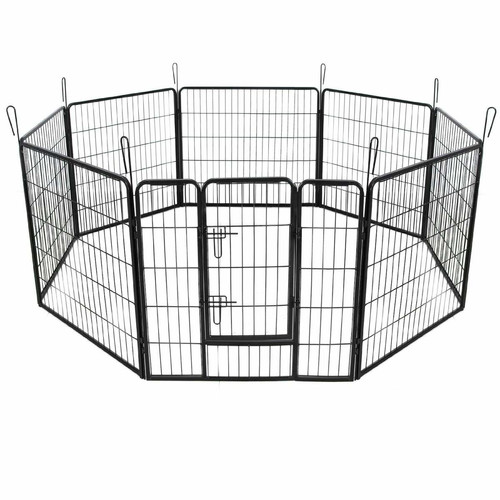 Clôture pour chien Helloshop26 Parc enclos cage pour chiens chiots animaux de compagnie 163 x 163cm noir 3712021