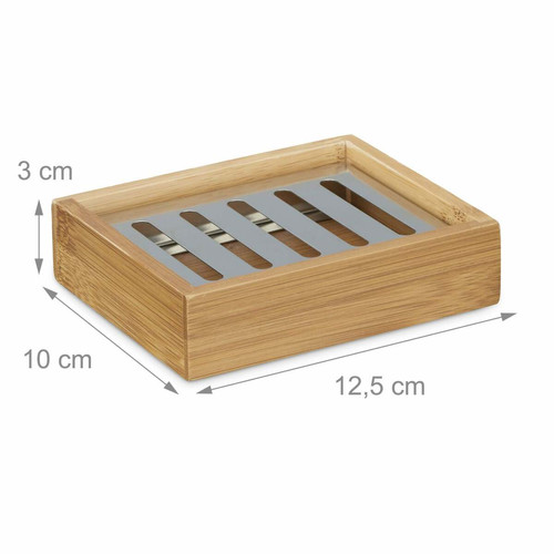 Helloshop26 - Porte-savon bambou rectangle avec grille en inox support pour savon nature salle de bain 13_0002237 Helloshop26  - Porte pour meuble de salle de bain