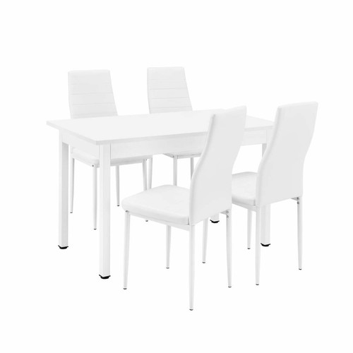 Helloshop26 - Table à manger de cuisine salle à manger 120 cm avec 4 chaises blanc rembourrées blanc 03_0003980 Helloshop26  - Table salle a manger 120 cm