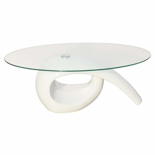 Helloshop26 - Table basse de salon salle à manger design blanche verre 115 x 64 cm 0902016 Helloshop26  - Tables d'appoint Helloshop26