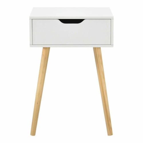 Helloshop26 Table basse pour salon meuble design avec tiroir PVC 60 cm blanc 03_0006161