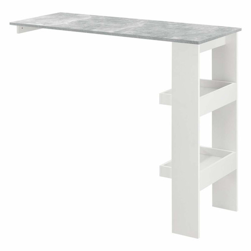 Helloshop26 - Table de bar stylée avec compartiments de rangement table bistrot 120 cm blanc et gris 03_0006218 Helloshop26  - Table bistrot