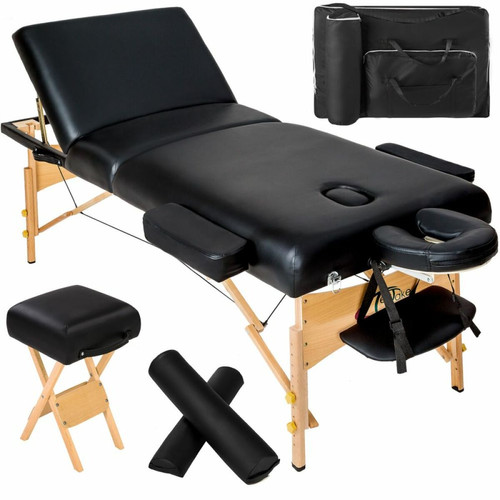 Helloshop26 - Table de massage Pliante 3 Zones, Tabouret, Rouleau + Housse noir 2008142 Helloshop26  - Appareil de massage électrique