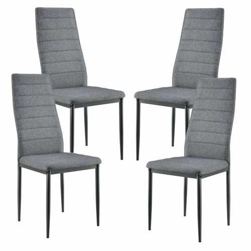 Tables à manger Table de salle à manger de cuisine 120 cm avec 4 chaises MDF acier noir et gris 03_0004249
