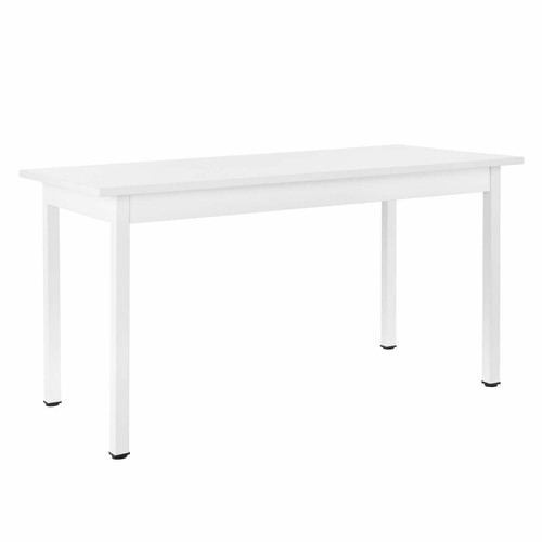 Helloshop26 - Table de salle cuisine bureau MDF placage acier 140 cm blanc 03_0004294 Helloshop26  - Tables à manger