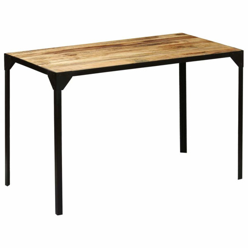Helloshop26 Table de salon salle à manger design bois de manguier brut et acier 120 cm 0902318