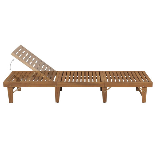 Helloshop26 Transat chaise longue bain de soleil lit de jardin terrasse meuble d'extérieur pliable avec coussin bois d'acacia solide 02_0012850