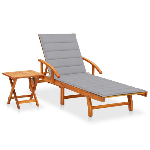Helloshop26 - Transat chaise longue bain de soleil lit de jardin terrasse meuble d'extérieur avec table et coussin bois d'acacia 02_0012613 Helloshop26  - Transats, chaises longues