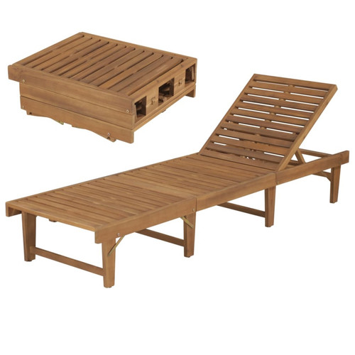 Helloshop26 - Transat chaise longue bain de soleil lit de jardin terrasse meuble d'extérieur pliable bois d'acacia solide 02_0012867 Helloshop26  - Mobilier de jardin