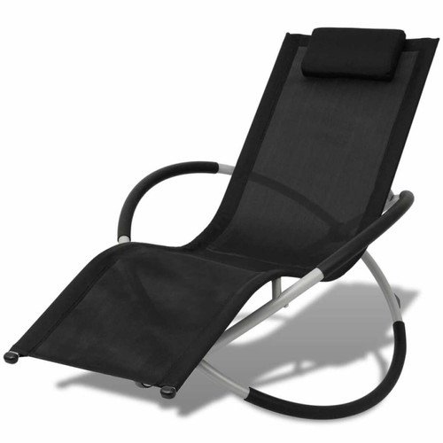 Helloshop26 - Transat chaise longue bain de soleil lit de jardin terrasse meuble d'extérieur géométrique d'extérieur acier noir et gris 02_0012778 Helloshop26  - Transats, chaises longues