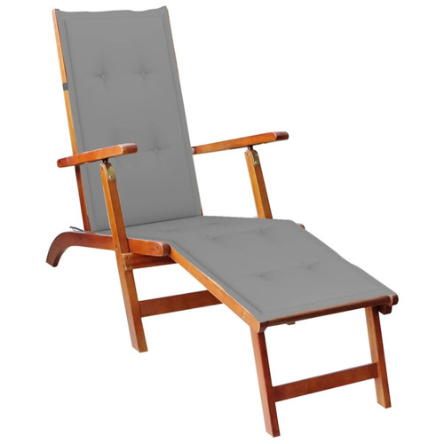 Helloshop26 - Transat chaise longue bain de soleil lit de jardin terrasse meuble d'extérieur avec repose-pied et coussin acacia solide 02_0012576 Helloshop26  - Mobilier de jardin