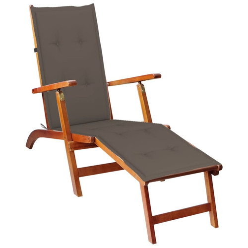 Helloshop26 - Transat chaise longue bain de soleil lit de jardin terrasse meuble d'extérieur avec repose-pied et coussin acacia solide 02_0012579 Helloshop26  - Transats, chaises longues