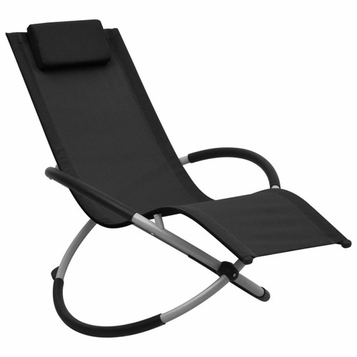 Helloshop26 - Transat chaise longue bain de soleil lit de jardin terrasse meuble d'extérieur pour enfants acier noir 02_0012913 Helloshop26 - Mobilier de jardin