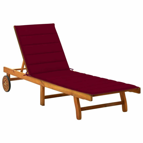 Helloshop26 - Transat chaise longue bain de soleil lit de jardin terrasse meuble d'extérieur avec coussin bois d'acacia solide 02_0012402 Helloshop26  - Transats en Bois Transats, chaises longues