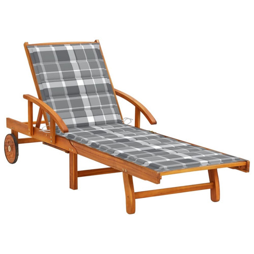 Helloshop26 - Transat chaise longue bain de soleil lit de jardin terrasse meuble d'extérieur avec coussin bois d'acacia solide 02_0012398 Helloshop26  - Mobilier de jardin