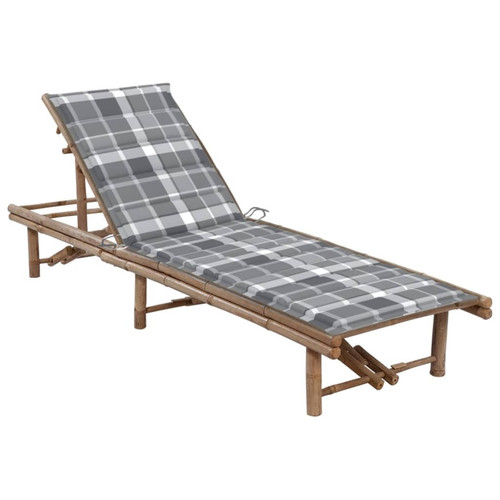 Helloshop26 - Transat chaise longue bain de soleil lit de jardin terrasse meuble d'extérieur avec coussin bambou 02_0012292 Helloshop26  - Mobilier de jardin